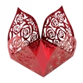 Red laser cut rose cupcake wrapper with hollow design for wedding party decoration - Mirror Red