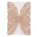 Detail of laser-cut glitter champagne gold invitation with butterfly and rose lace pattern - Glitter Rose Gold