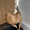 Beige large capacity tote bag with front pockets and adjustable shoulder strap - Khaki