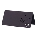 Detail of laser-cut butterfly hollow pattern on black folded kraft paper place card - Black
