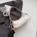 Creamy white leather underarm bag with long tassels and adjustable strap for women - White