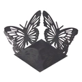 Black laser-cut butterfly hollow paper candy box with intricate lace design for party favors - Black