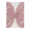 Glitter pink laser-cut butterfly invitation card with intricate hollow rose floral patterns - Glitter Pink