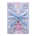 Elegant laser-cut snowflake invitation card with blue ribbon and floral inner sheet - Fog Blue