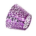 Detailed laser cut purple cupcake wrapper with intricate vine patterns for party decor - Mirror Dark Purple