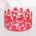 Laser-cut red floral hollow cake lace border for birthday and wedding party decoration - 6 Inch / Pearlescent Red