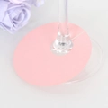 Pink circular wine glass name cards with slot detail for party table decoration - 7cm / Pink