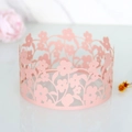 Pink laser-cut floral paper cake wrapper for birthday party and wedding decorations - 6 Inch / Pink