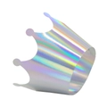 Close-up of holographic paper crown cupcake wrapper with reflective mirror surface - Mirror Iridescent