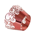 Detail of rose gold laser-cut cupcake wrappers with elegant baroque scroll patterns - Mirror Apple Gold