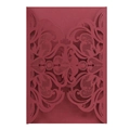 Élégante invitation de mariage rouge découpée au laser avec motif floral ajouré - Rouge foncé