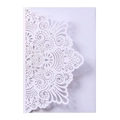 Exquisite laser cut wedding invitation card with intricate white floral mandala patterns - White