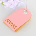 Pink and gold paper wine glass place cards with laser-cut Dancing text for party decor - 10cm / Pink + Gold