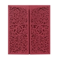 Elegante invito di nozze rosso intenso tagliato al laser con motivi di rose su sfondo bianco - Rosso Scuro