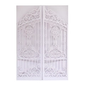 Elegant laser cut white wedding invitation card featuring European gate architectural design - White