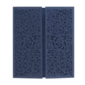 Detailed laser-cut rose patterns on elegant dark blue hollowed wedding invitations - Phantom Blue