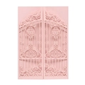 Pink laser-cut gate invitation card with elegant floral hollow patterns for weddings - Light Pink