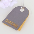 Elegant dancing theme wine glass place cards in grey and gold for festive parties - 10cm / Silver Charcoal and Gold