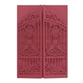 Burgundy laser cut wedding invitation card with intricate hollow gate pattern and scrollwork - Dark Red