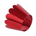 Close-up of red metallic laser-cut cupcake wrappers with elegant scalloped petal edges - Mirror Red