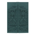 European laser cut wedding invitation card in forest green with ornate gatefold design - Dark Green