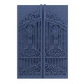 Navy blue laser-cut wedding invitation card with elegant European gate patterns - Phantom Blue