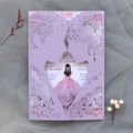Laser cut lavender wedding invitation with elegant couple silhouette and rose floral detail - Lilac Purple
