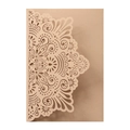 Detail of laser-cut mandala pattern on champagne pearlescent engagement invitation - Beige Gold