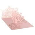 Detailed laser cut 3D pink wedding invitation featuring Mr & Mrs silhouettes and lace pattern - Light Pink 250G