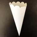 White cardstock cone with scalloped edges for wedding flower petals and party DIY - White