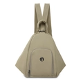 Khaki nylon triangle backpack featuring high-quality metal logo and front zipper pocket - Khaki
