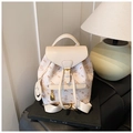 Sac à dos en cuir blanc crème avec imprimé ours et charmant pendentif smiley - Blanc