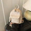 Mini sac à dos minimaliste en velours côtelé crème pour femmes avec fermeture dorée - Beige