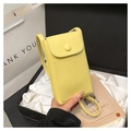 Mini crossbody phone bag in vibrant yellow lychee texture with a front flap closure - Yellow