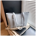 Light blue faux crocodile tote bag with slim shoulder straps and large capacity - Blue