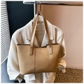 Khaki crocodile pattern leather tote bag with large capacity and double handles - Khaki