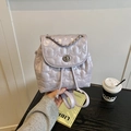 Light purple quilted star backpack with chain handle and drawstring closure - Purple