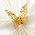 Sparkling gold butterfly paper napkin ring with laser-cut details for wedding table decor - Sparkling Gold