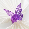 Portatovaglioli a farfalla viola glitterata con motivi a vite traforati per decori nuziali - Viola Glitterato