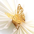 Elegant gold butterfly napkin ring with laser-cut hollow design on white folded napkin - Sparkling Gold