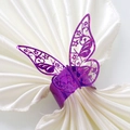 Purple glitter 3D butterfly napkin ring with laser-cut hollow design for wedding decor - Glitter Purple