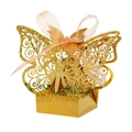 Gold glitzernde laserschneidende Schmetterlings-Gastgeschenkbox mit rosa Schleife und Muster - 4,5 cm x 4,5 cm x 8,6 cm / Glitzerndes Gold