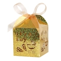Scatola regalo dorata 'It's a Boy' con intagli laser e fiocco per nascita bambino - Oro Scintillante