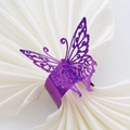 Elegant purple glitter butterfly napkin ring with laser-cut hollow details for party decor - Glitter Purple