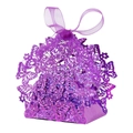 Scatola per bomboniere a farfalla tagliata al laser viola glitterata con nastro - Viola Glitterato