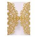 Golden glitter laser cut wedding invitation card with elegant European scroll pattern - Gold Laser Cut Style