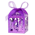 Caja de regalo morada brillante con corte láser de corazón y cinta para bodas y eventos - Púrpura Brillante