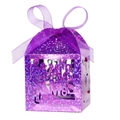 Caja de dulces púrpura con brillo cortada por láser con diseño Mr & Mrs y lazo - Púrpura Brillante