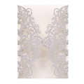 Elegant laser-cut silver glitter wedding invitation card with intricate floral scroll patterns - Silver Hollow Style