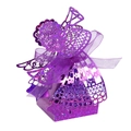 Lila glitzernde Geschenkbox mit Laser-Cut Engelsmotiv, Netzmuster und lila Satinschleife - Lila